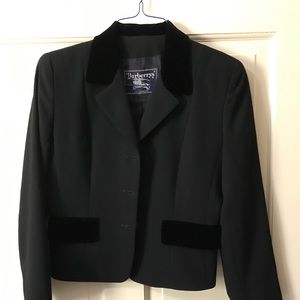 Vintage Burberry Velvet Trimmed Black Blazer S 4